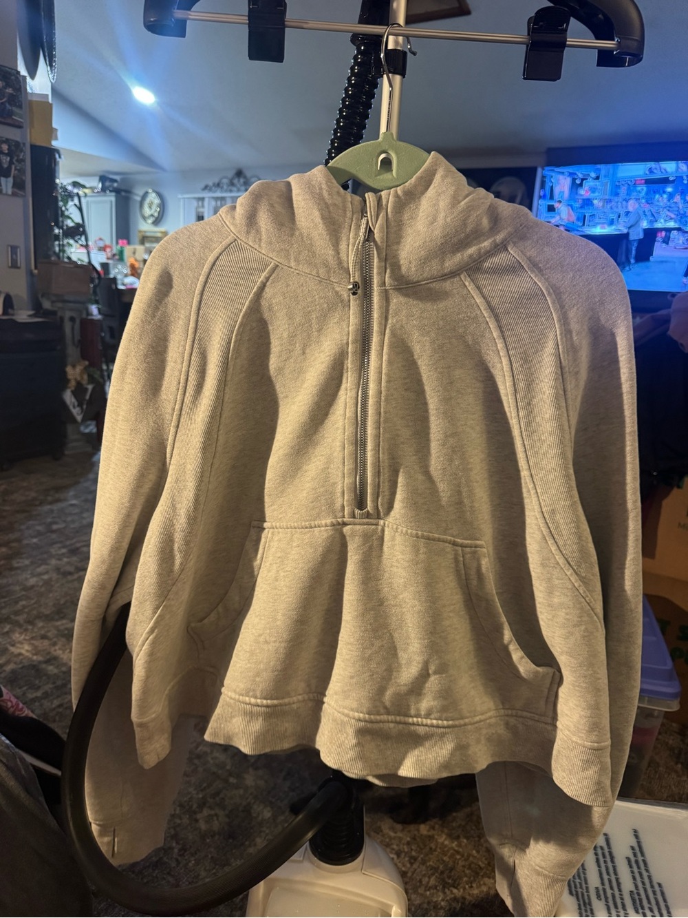 lululemon athletica Light Gray Half-Zip Hooded Sweater#113